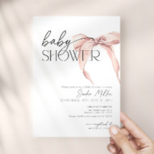 Roze Strik Lint Coquette Baby Shower Uitnodiging