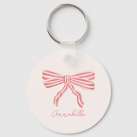 Roze strik lint coquette esthetiek sleutelhanger (Voorkant)