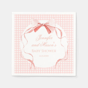 Roze strik lint lint geruite preppy babyshower voo servet