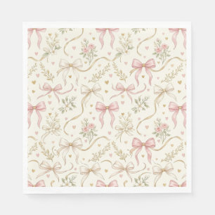Roze strik lint vintage bloemige papieren servette servet