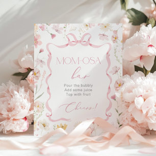 Roze strik lint wilde bloem Momosa bar waterverf Poster