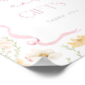 Roze strik lint Wildflower Kaarten en cadeaus Poster (Hoek)