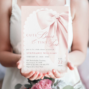 Roze Strik Lintjes Baby Shower Uitnodiging