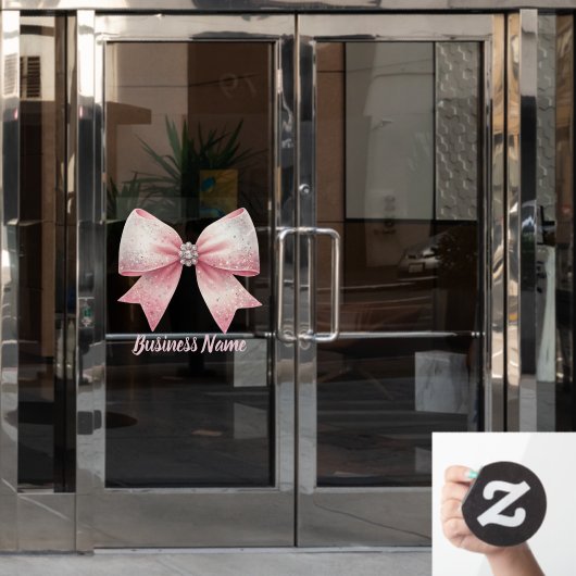 roze strik logo raamsticker (Kantoordeur)