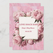 Roze Strik Love Shack Baby Shower Uitnodiging – El (Voorkant / Achterkant)