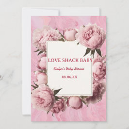 Roze strik Love Shack Baby Shower Uitnodiging – El