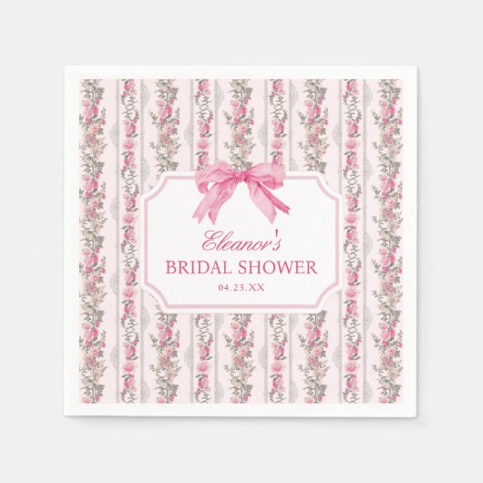 Roze Strik Love Shack Verloofde Bruiloft Feest Fav Servet (Voorkant)