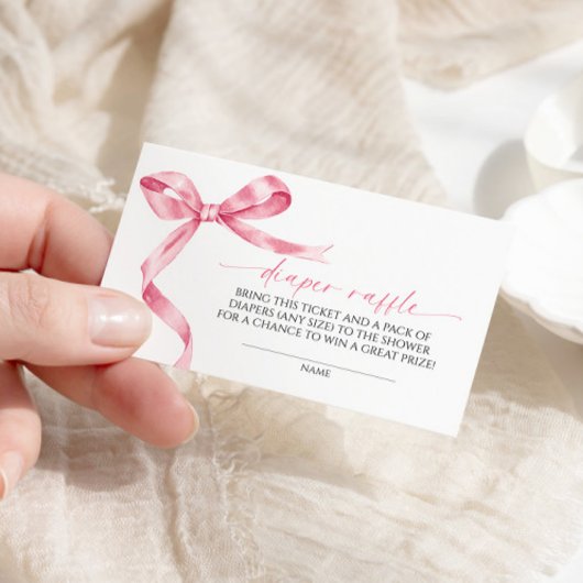 Roze strik luier Raffle Informatiekaartje