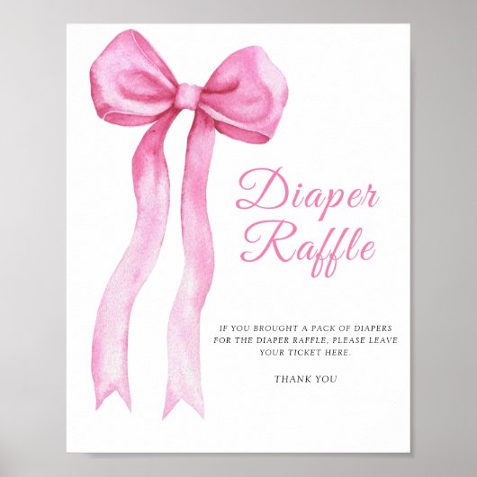Roze strik - luier tombola poster (Voorkant)