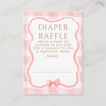Roze Strik Luierraffle Baby Shower Tickets
