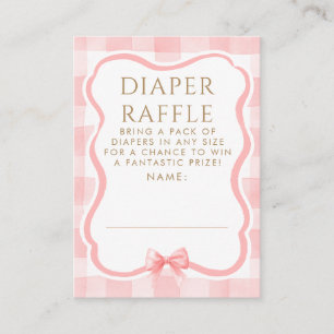 Roze Strik Luierraffle Baby Shower Tickets Informatiekaartje