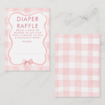 Roze Strik Luierraffle Baby Shower Tickets