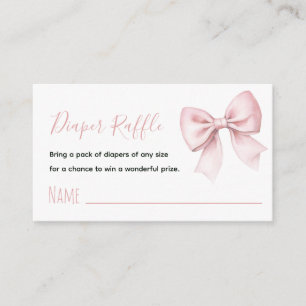 Roze Strik Luierraffle Coquette Baby Meisje Shower Informatiekaartje
