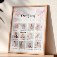 Roze Strik Maandelijkse Fotobord Verjaardag