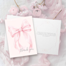 Roze Strik Meisje Baby Shower Bedankt