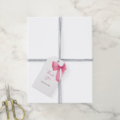 Roze Strik Meisje Baby Shower Cadeaulabel (Met Touw)