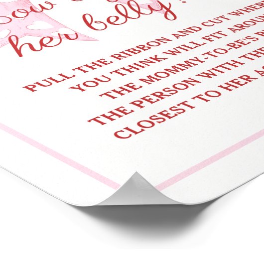 Roze Strik Meisje Baby Shower Hoe Groot Is Haar Bu Poster (Hoek)