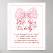 Roze Strik Meisje Baby Shower Hoe Groot Is Haar Bu Poster (Voorkant)