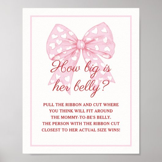 Roze Strik Meisje Baby Shower Hoe Groot Is Haar Bu Poster (Voorkant)