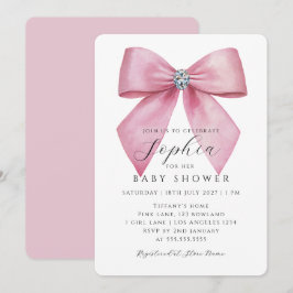 Roze Strik Meisje Baby Shower Kaart