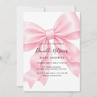 Roze Strik Meisje Baby Shower Kaart