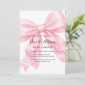 Roze Strik Meisje Baby Shower Kaart (Staand voorkant)