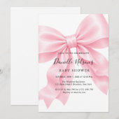 Roze Strik Meisje Baby Shower Kaart (Voorkant / Achterkant)