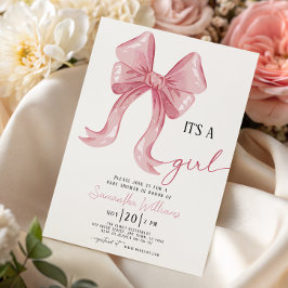 Roze Strik Meisje Baby Shower Kaart