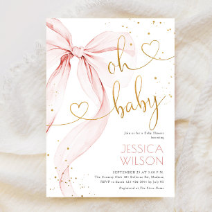 Roze Strik Meisje Baby Shower Kaart
