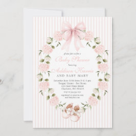 Roze strik Meisje Baby Shower  Kaart