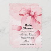 Roze Strik Meisje Baby Shower Kaart (Voorkant / Achterkant)