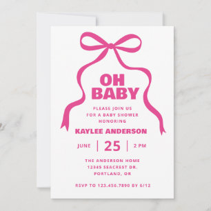 Roze Strik Meisje Baby Shower Kaart