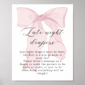 Roze Strik Meisje Baby Shower Late Night Luiers Poster (Voorkant)