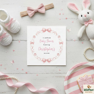 Roze Strik Meisje Baby Shower – Leuke & Mooie Fees Servet