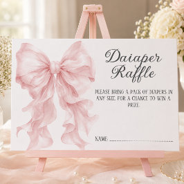 Roze Strik Meisje Baby Shower Luier Raffle Informatiekaartje