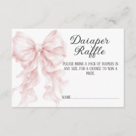 Roze Strik Meisje Baby Shower Luier Raffle Informatiekaartje