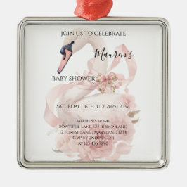 Roze Strik Meisje Baby Shower Metalen Ornament