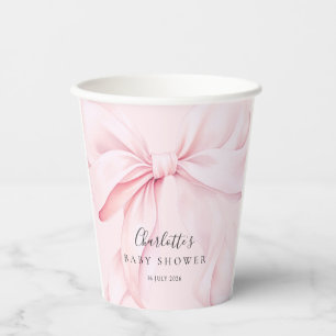 Roze Strik Meisje Baby Shower Papieren Bekers