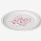 Roze Strik Meisje Baby Shower Papieren Bordje (Gekanteld)
