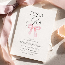 Roze Strik Meisje Baby Shower Uitnodiging