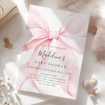 Roze Strik Meisje Baby Shower Uitnodiging
