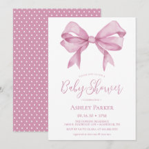Roze Strik Meisje Baby Shower Uitnodiging