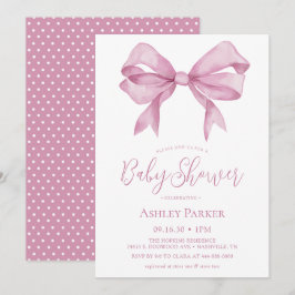 Roze Strik Meisje Baby Shower Uitnodiging
