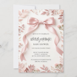 Roze Strik Meisje Baby Shower Uitnodiging, Persoon Kaart