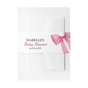 Roze Strik Meisje Baby Shower Uitnodigingen Wikkel