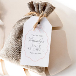 Roze strik meisje baby shower vintage cadeaulabel