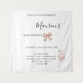 Roze Strik Meisje Baby Shower Wandkleed