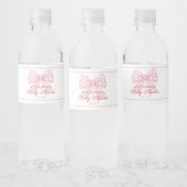 Roze Strik Meisje Baby Shower Waterfles Etiket (Flessen)