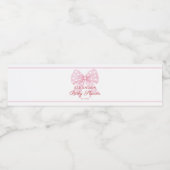 Roze Strik Meisje Baby Shower Waterfles Etiket (Enkel label)