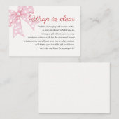 Roze Strik Meisje Baby Shower Wrap In Helder Informatiekaartje (Voorkant / Achterkant)
